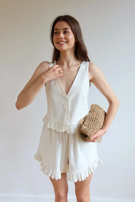 Lniana kamizelka Ecru — Atelier Loome