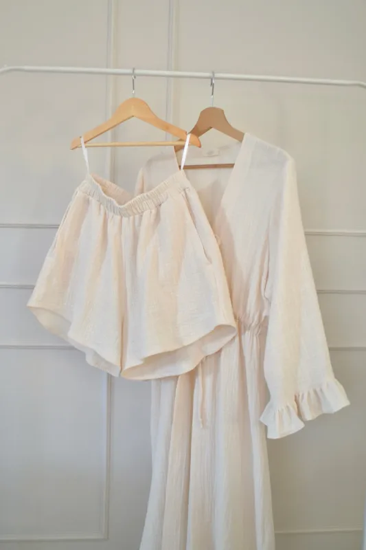 Muślinowe szorty „Softly” z efektem lnu — Atelier Loome
