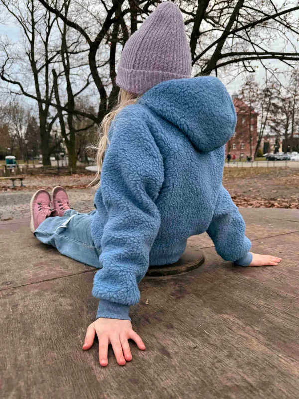 30% OUTLET Dziecięca kurtka Teddy niebieska — Basic Wool