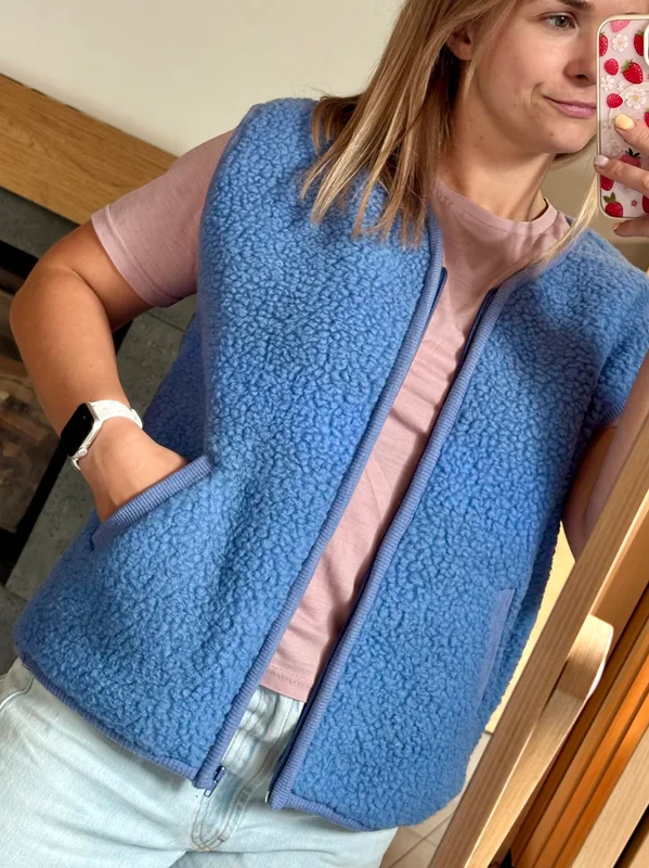 20% Damska kamizelka niebieska — Basic Wool