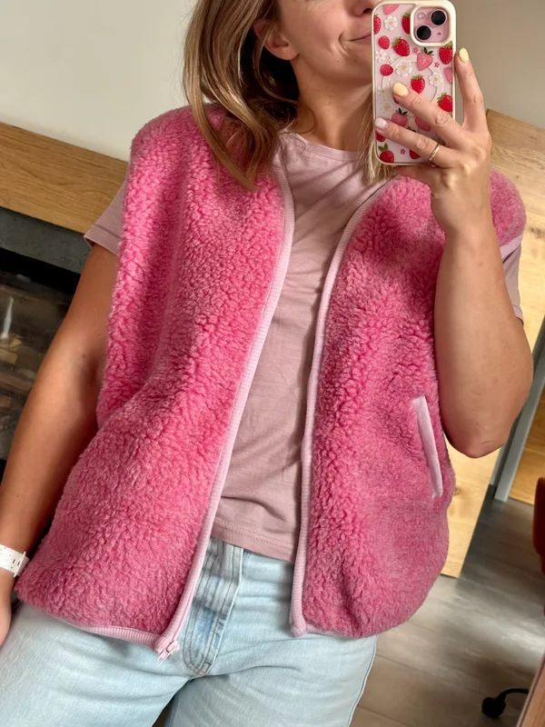 20% Damska kamizelka różowa — Basic Wool