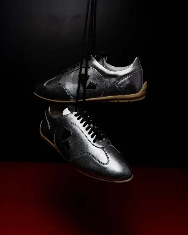 Racer Sneakers Metaliczne, ze skóry roślinnej — BOHEMA