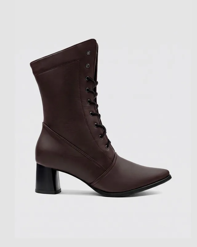 Brązowe botki damskie ze skóry roślinnej – High Boots Czekoladowe — BOHEMA
