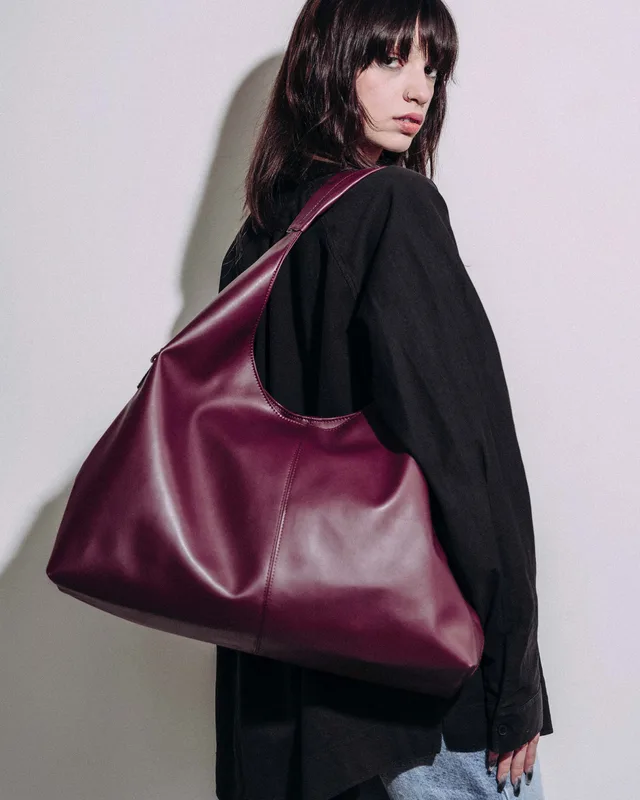 Slouchy Shopper Burgund, ze skóry roślinnej — BOHEMA