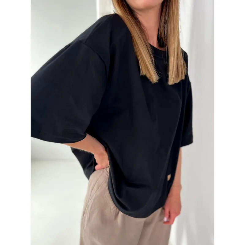 Crush Black / bawełniany t shirt oversize — Bohemian Soul