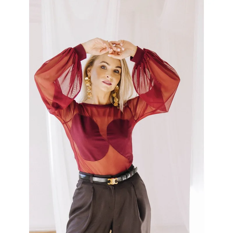 Madison Burgundy / bluzka z tiulu — Bohemian Soul