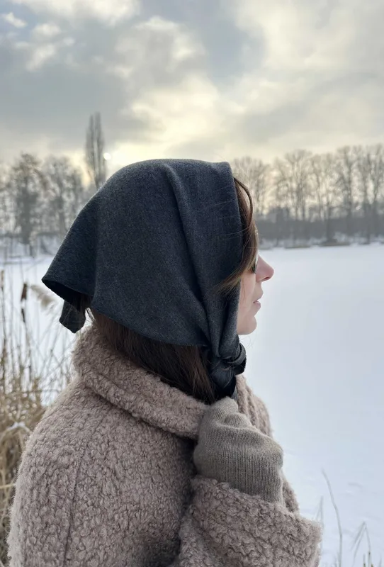 Wełniana szara chusta z merino Kolding — chic-hygge