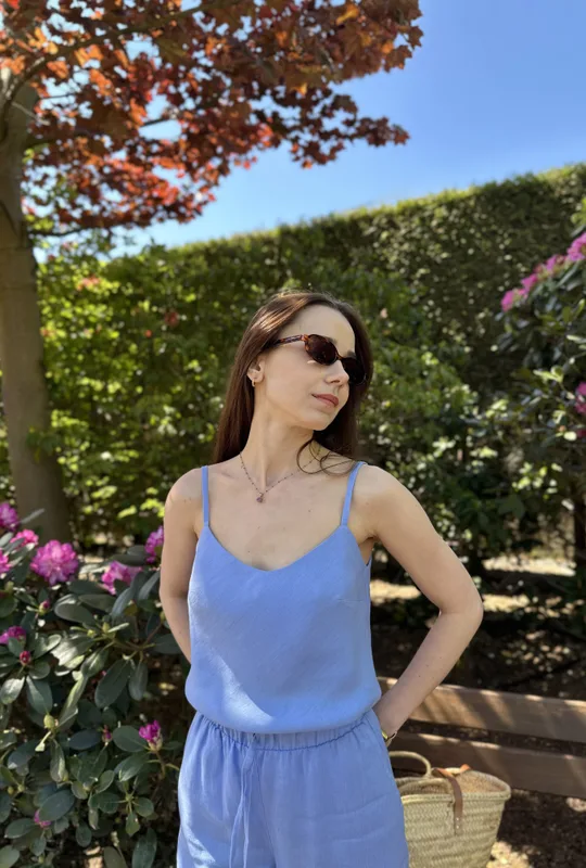 Lniany błękitny top Arles — chic-hygge