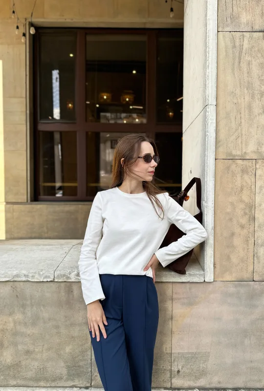 Biały bawełniany Longsleeve Sorø — chic-hygge