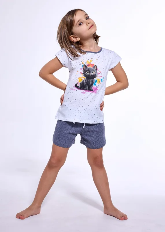 Piżama Girl Kids Black Cat — Cornette