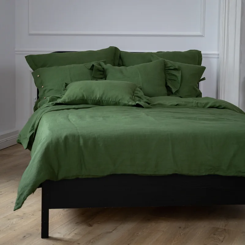 zielona lniana poszwa na kołdrę / lush green — Figa Shop