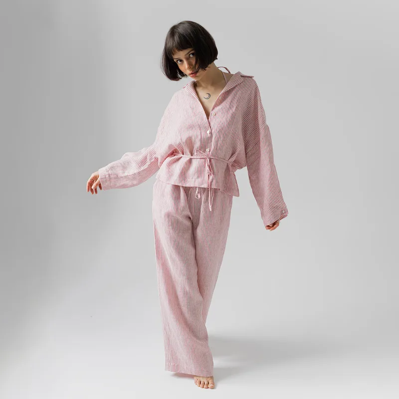 Lniana piżama – komplet MARY JANE / FADED RED — Figa Shop
