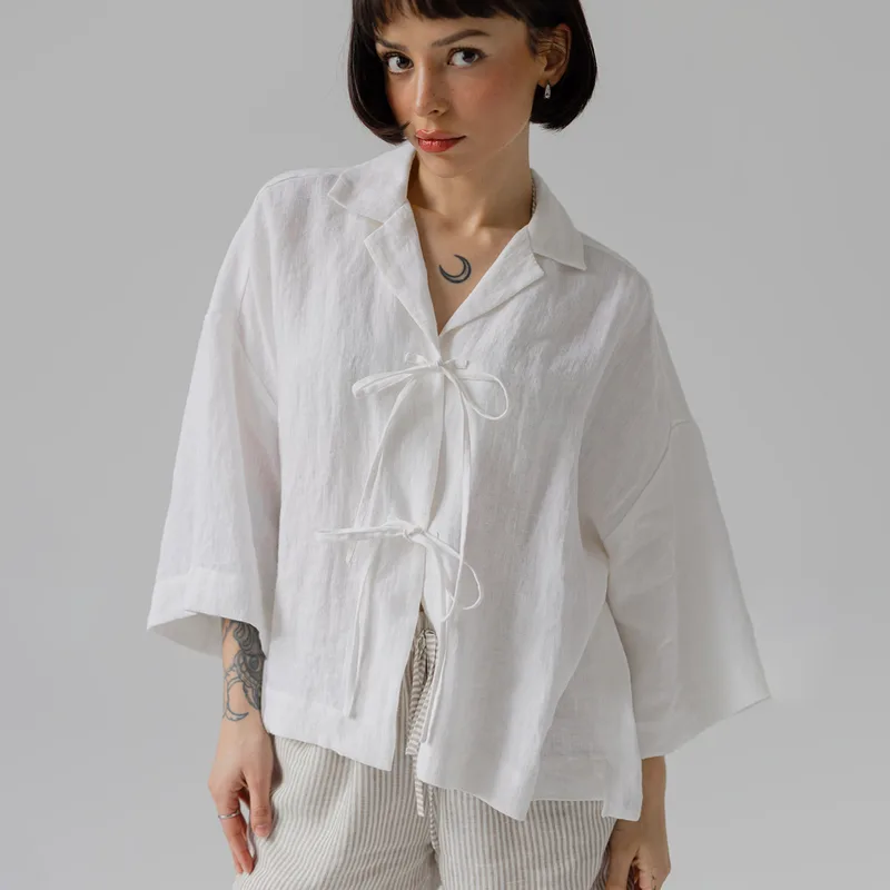 Koszula lniana z wiązaniem ZOYA / MILK — Figa Shop