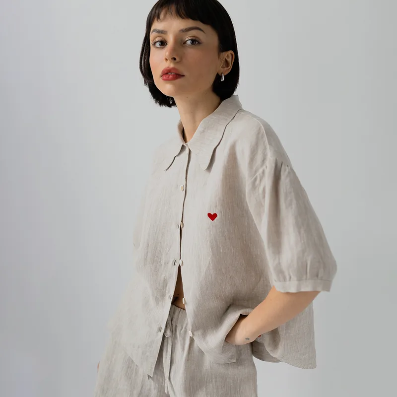 Lniana koszula CAMILLE SHORT / AMOUR NATURAL — Figa Shop