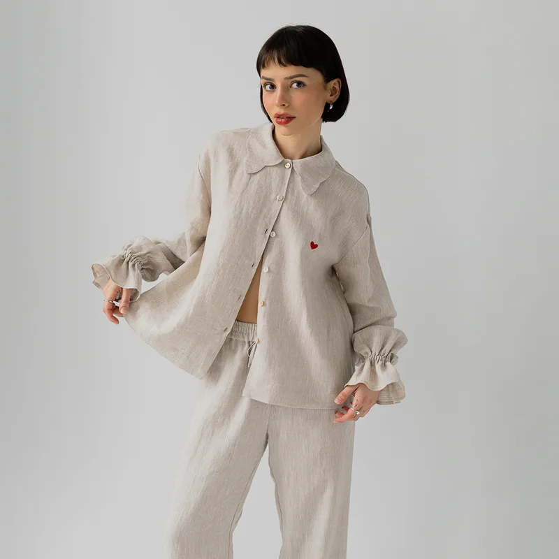 Lniana piżama – CAMILLE LONG / AMOUR NATURAL — Figa Shop