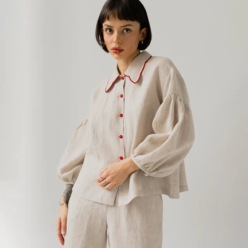 Lniana koszula z haftem – CAMILLE VIVE — Figa Shop
