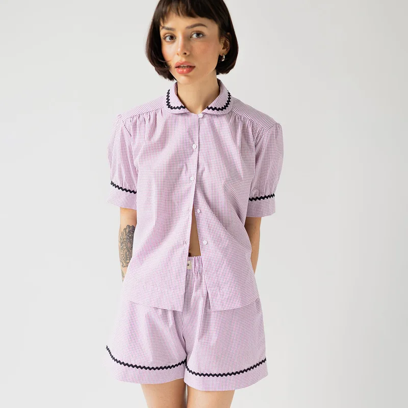 Bawełniana piżama – SOFIA SHORT / LAVENDER — Figa Shop