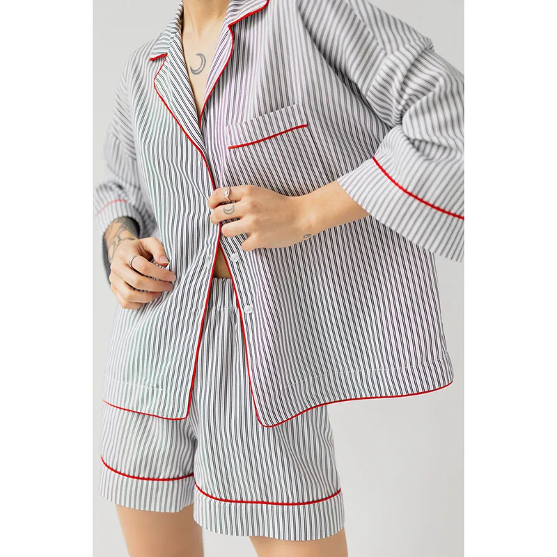 Klasyczna piżama z wypustkami – VIVIENNE — Figa Shop