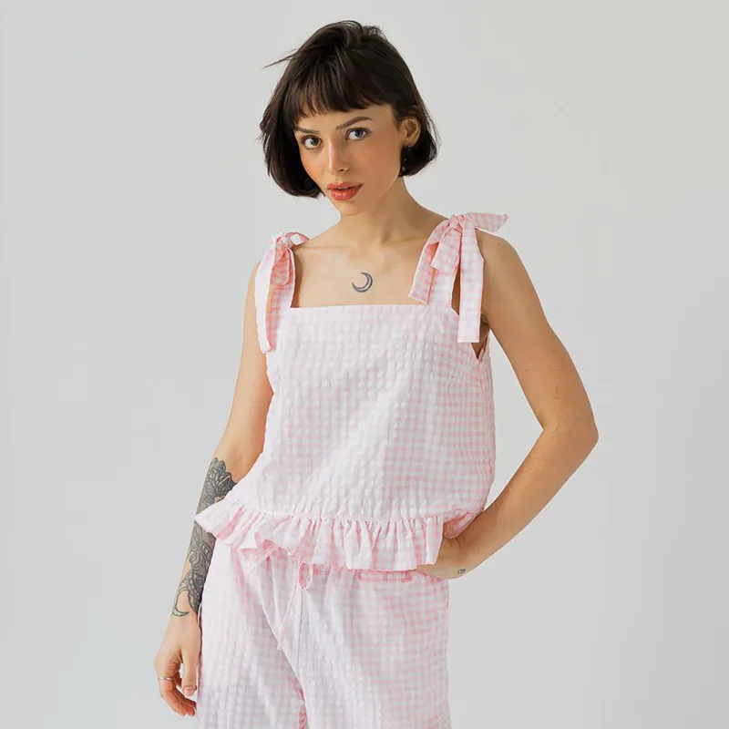 Bawełniany top z falbaną – COLETTE — Figa Shop