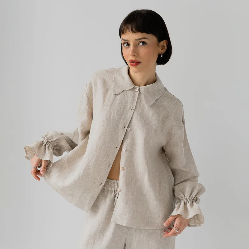 Lniana koszula – CAMILLE LONG / NATURAL — Figa Shop