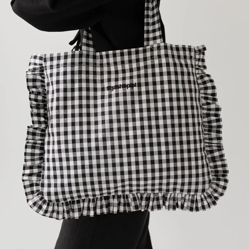 Bawełniana torba shopper / vichy black — Figa Shop