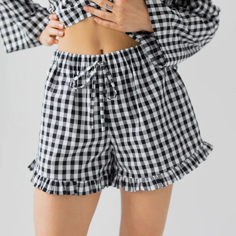 Bawełniane szorty – FRILL / BLACK — Figa Shop
