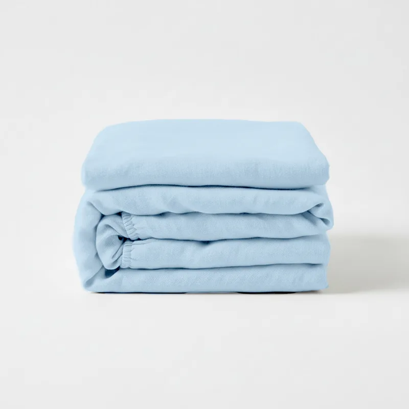 Prześcieradło lniane z gumką / baby blue — Figa Shop