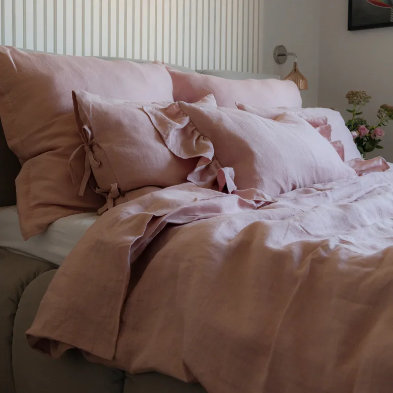 jasno różowa lniana pościel / powder pink — Figa Shop