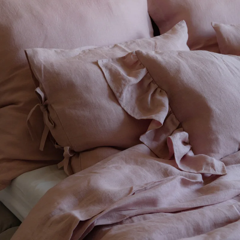 lniana poszewka na poduszkę / powder pink — Figa Shop
