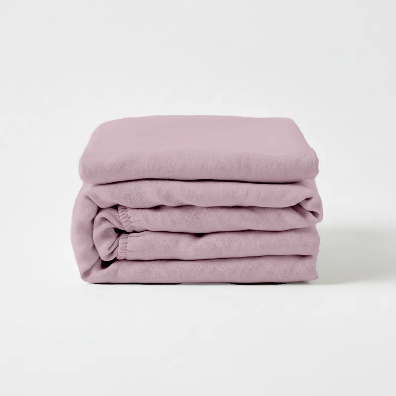 Prześcieradło lniane z gumką / powder pink — Figa Shop