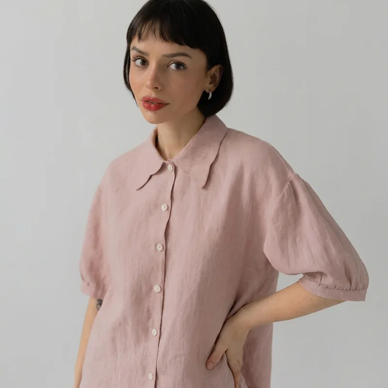 Lniana koszula CAMILLE SHORT / ROSE — Figa Shop
