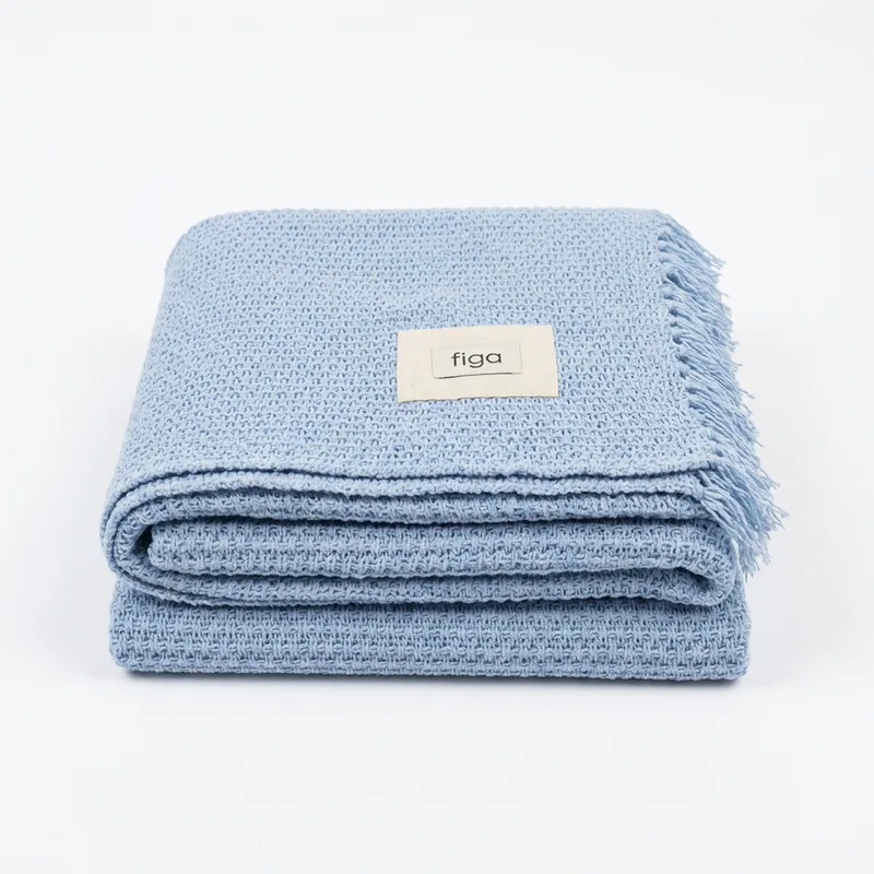 Lekki pled bawełniany / BABY BLUE — Figa Shop