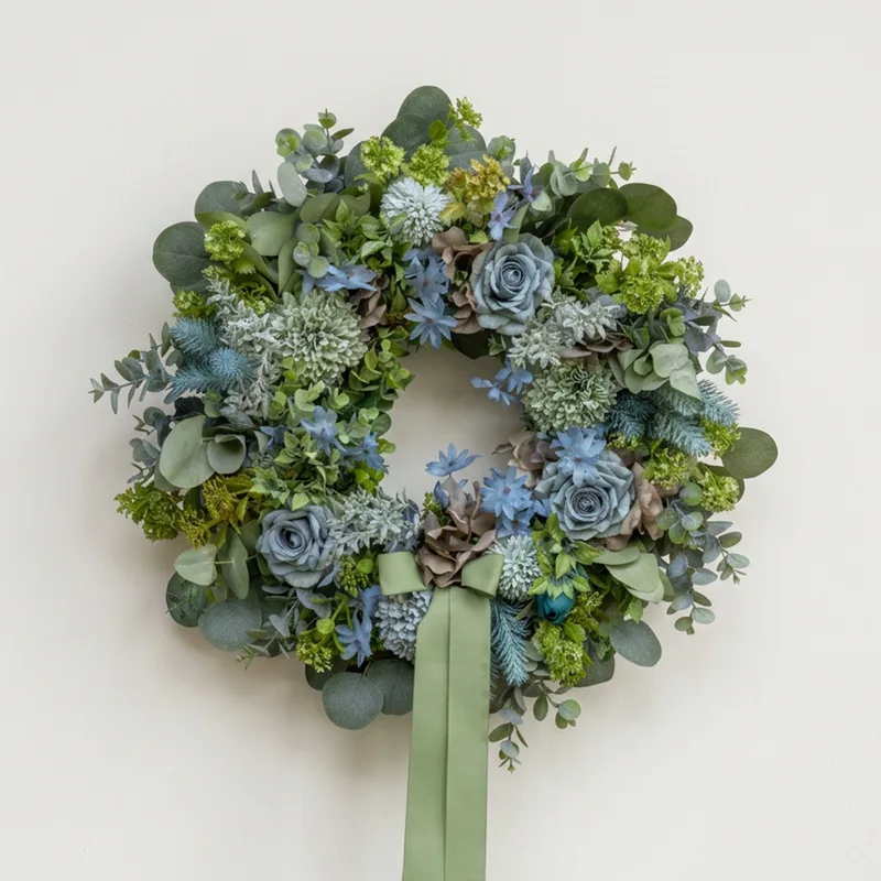 Wieniec na drzwi / jesienny / DUSTY BLUE — Figa Shop