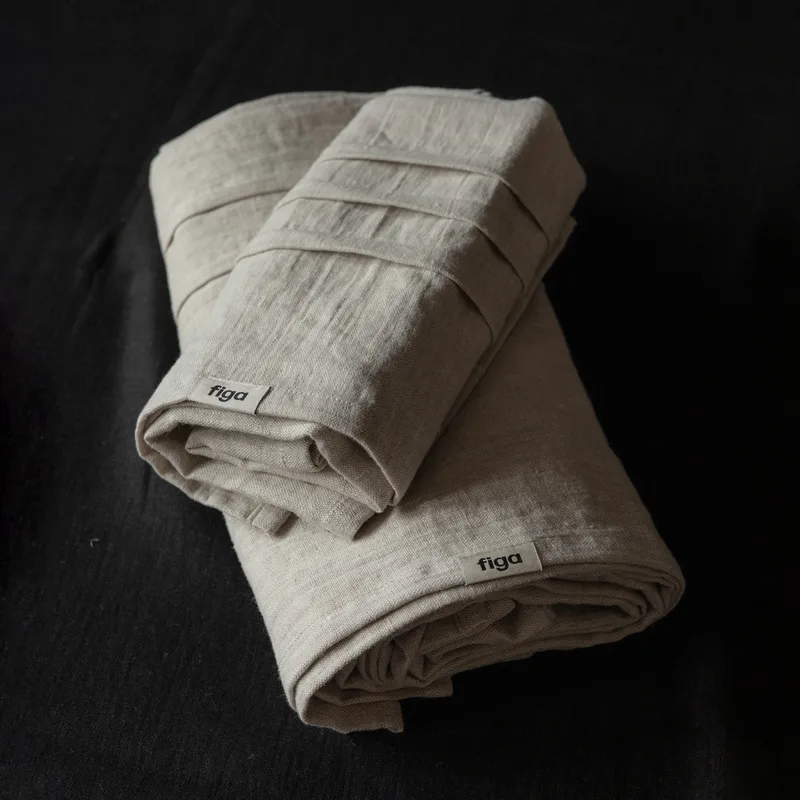 ręcznik lniany z plisami / oatmeal — Figa Shop