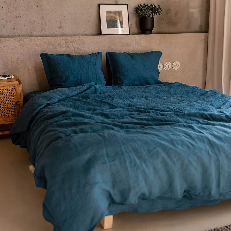 lniana poszwa na kołdrę / maroccan blue — Figa Shop