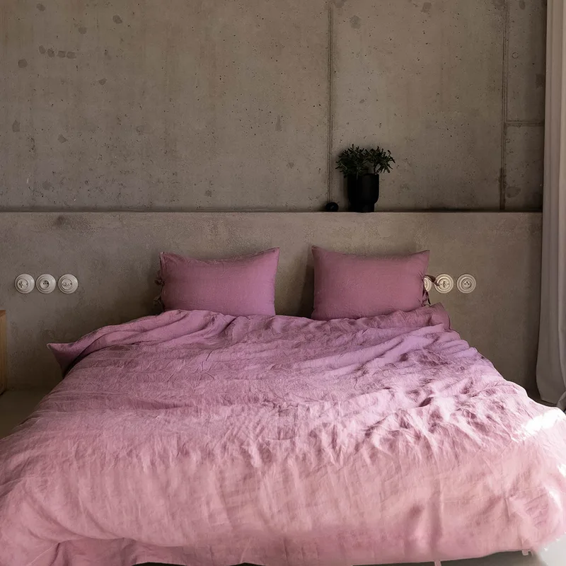 wrzosowa lniana poszwa na kołdrę / chilly rose — Figa Shop
