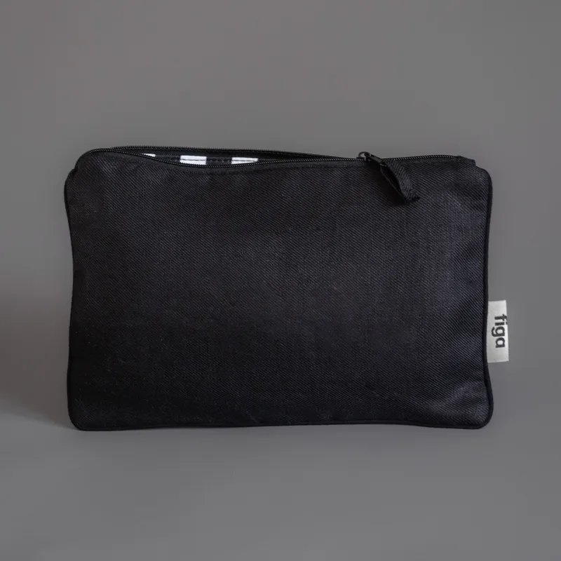 lniana mała kosmetyczka z lamówką / black — Figa Shop