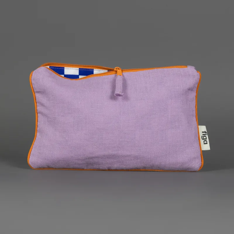 lniana mała kosmetyczka z lamówką / summer — Figa Shop
