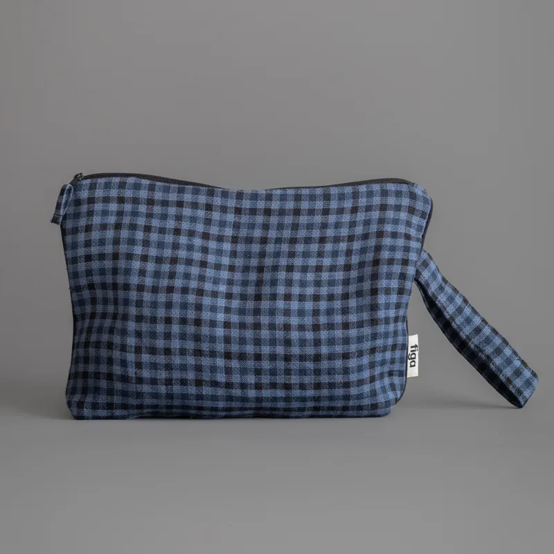 lniana kosmetyczka z lamówką / navy — Figa Shop