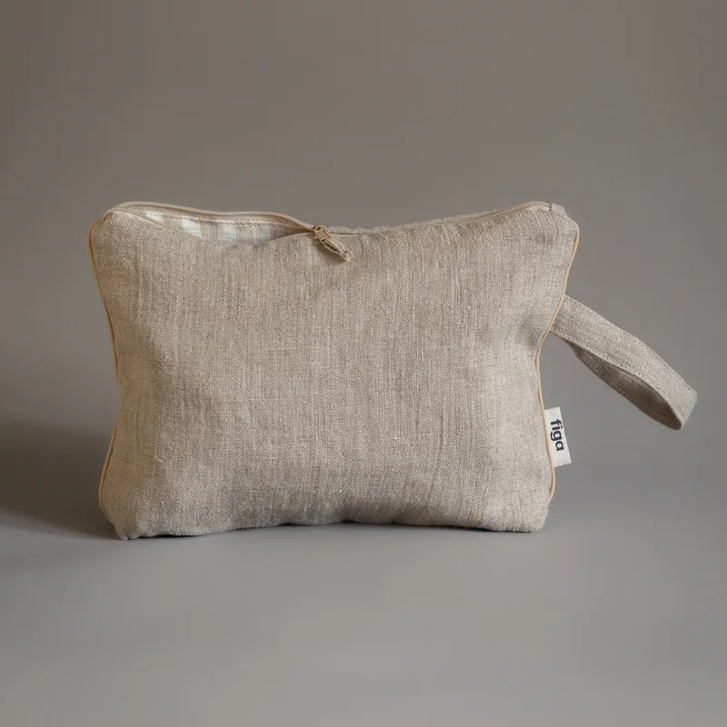 lniana kosmetyczka z lamówką / natural — Figa Shop