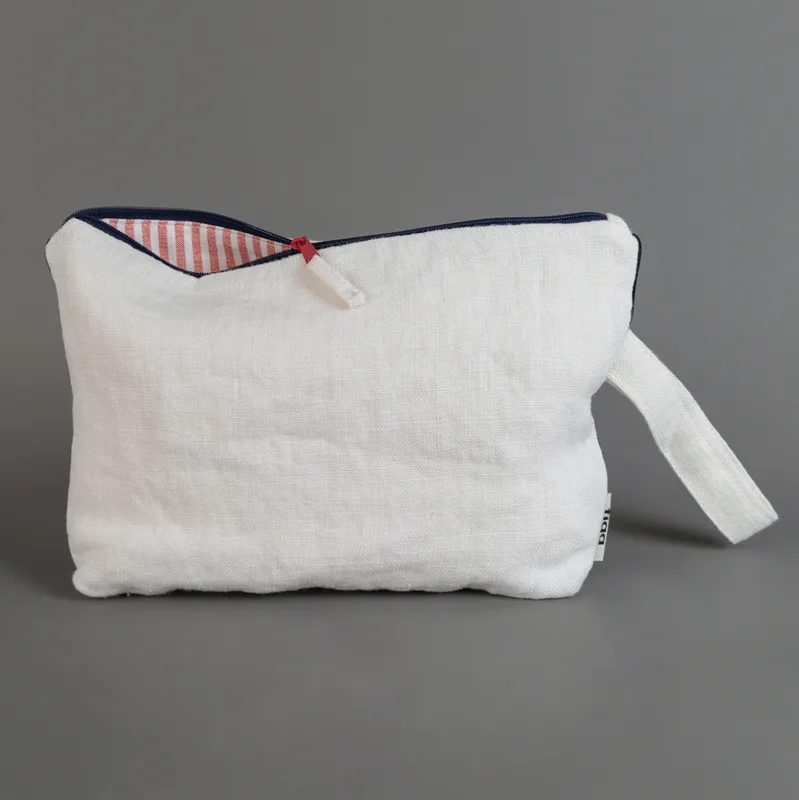 lniana kosmetyczka z lamówką / hamptons — Figa Shop