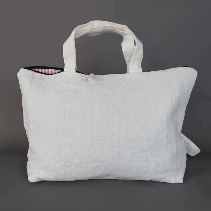 lniana torba/organizer z lamówką / hamptons — Figa Shop