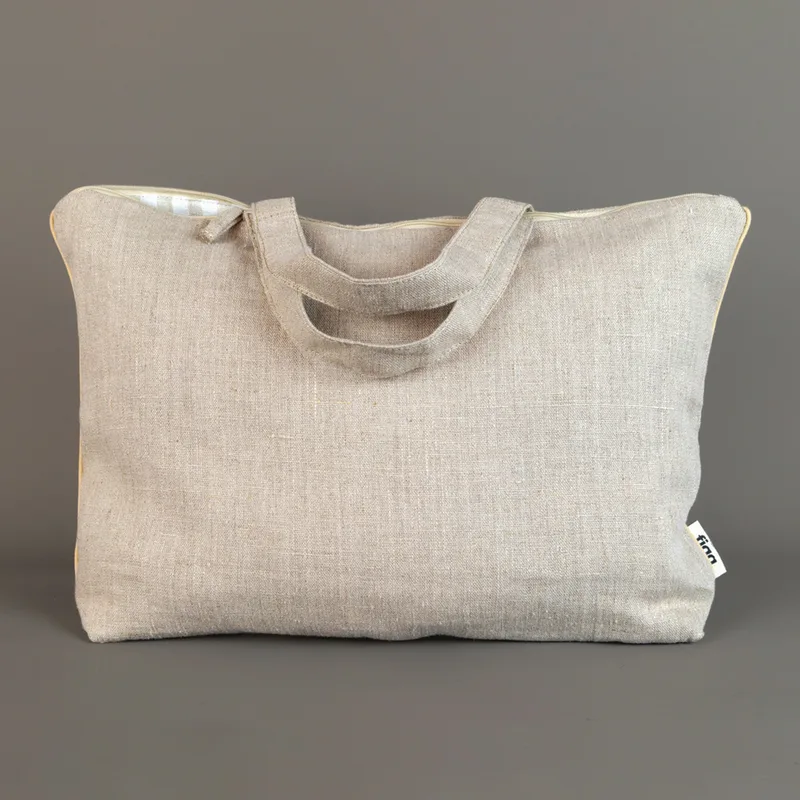 lniana torba/organizer z lamówką / natural — Figa Shop