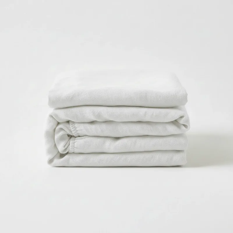 Prześcieradło lniane z gumką / simply white — Figa Shop