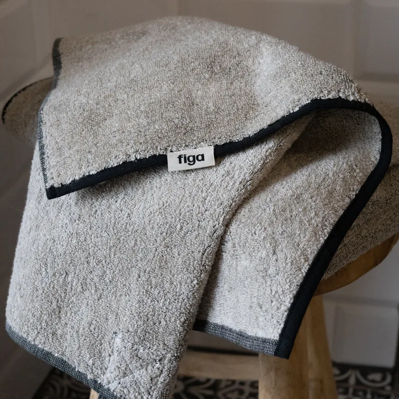 Ręcznik lniany frotte / natural / dark — Figa Shop