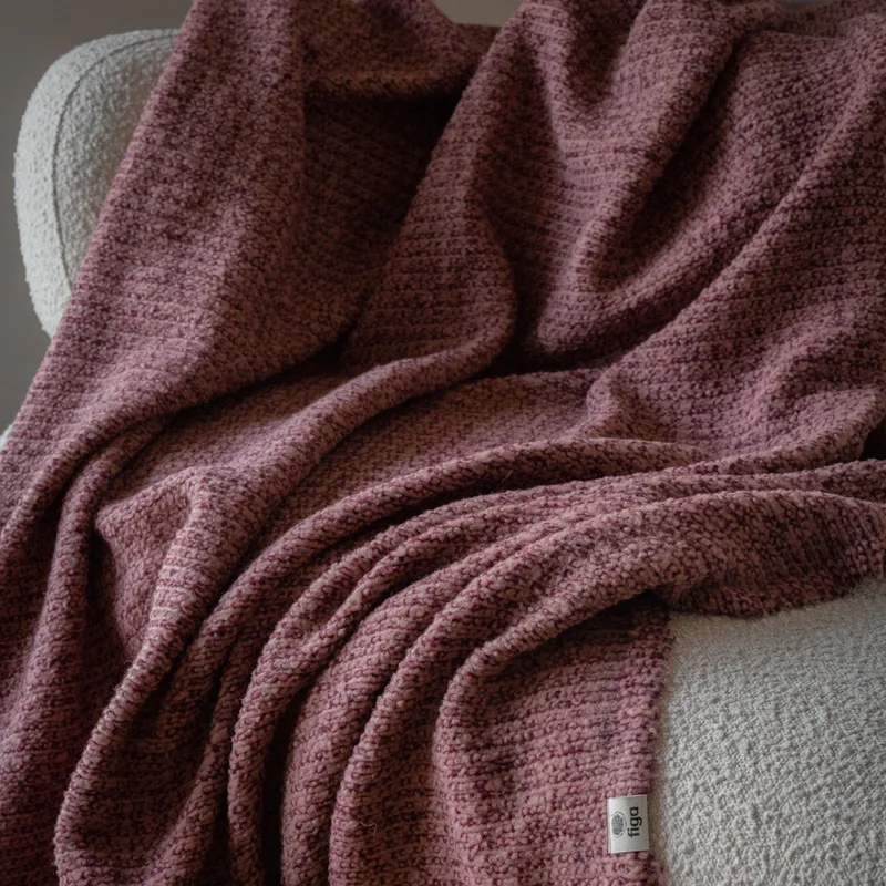 Wełniany koc / narzuta / pled / antique pink — Figa Shop