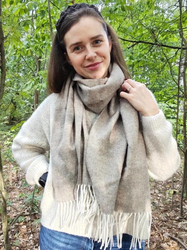 Szal NORA ze 100% wełny merino – latte — GIGULEK