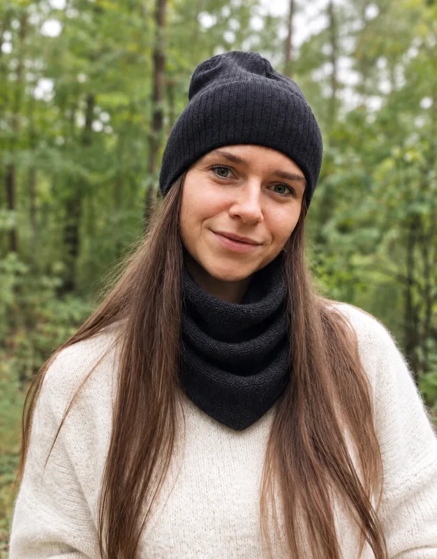 Czapka Ayla 100% wełny merino – czarny — GIGULEK