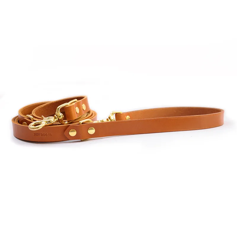 Cognac adjustable leash — HEY DOG Co.