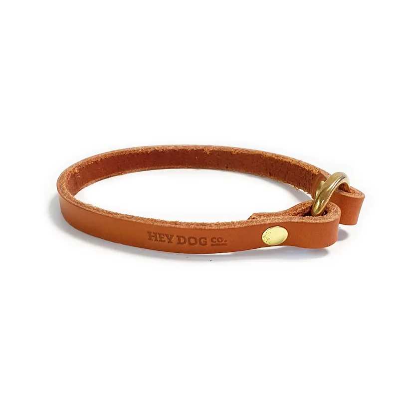 Cognac ID collar — HEY DOG Co.